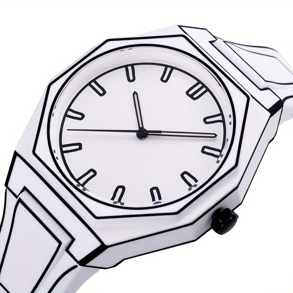 Unisex 2D Anime Comic Watch – Funky White Polygon Dial