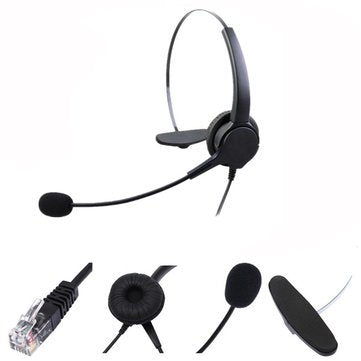RJ11 Telephone Headset with Noise Cancelling Microphone & Earphone – Wired On-Ear Headphones
