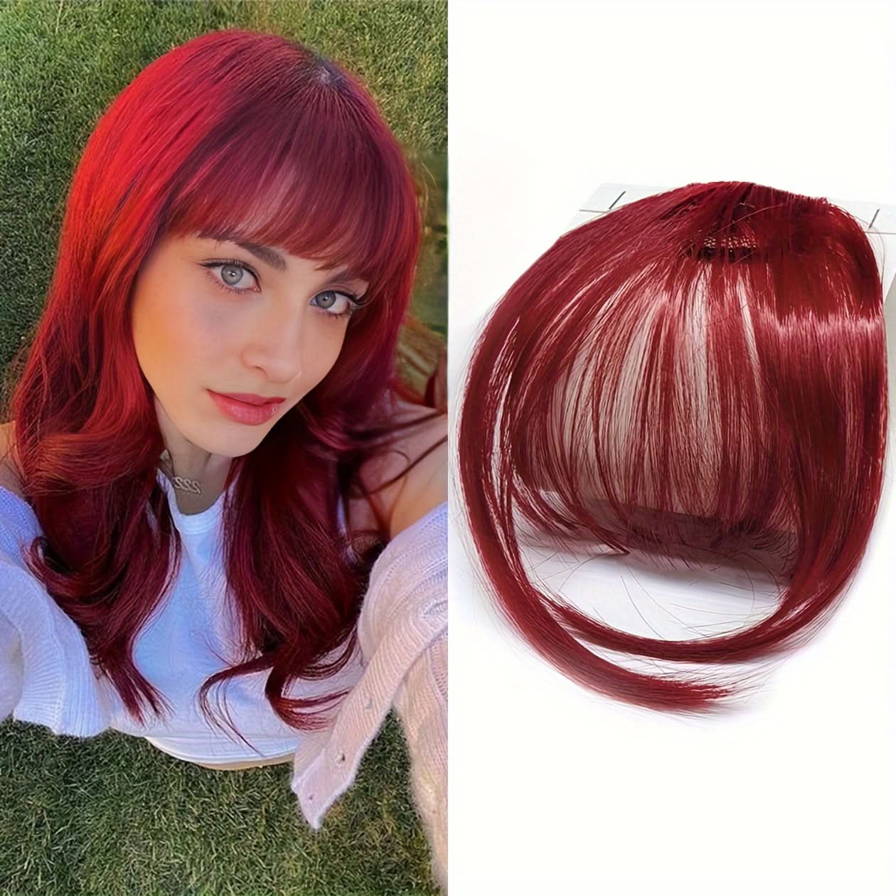 Elegant Synthetic Hair Extensions with Sideburns – Clip-In Bangs