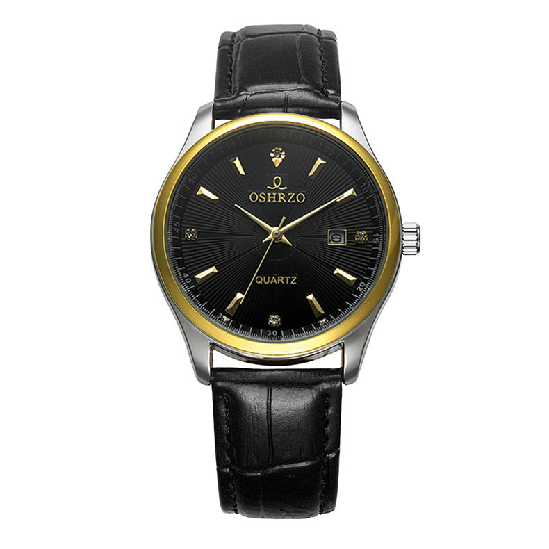 OSHRZO Men's Quartz Watch – Retro Leather Strap Timepiece with Calendar