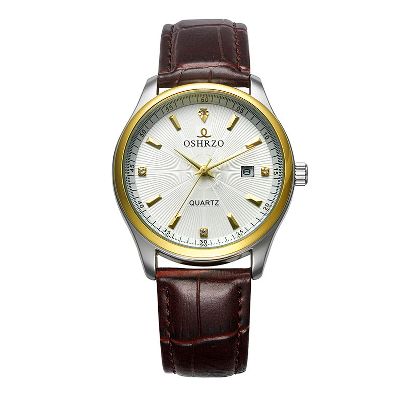OSHRZO Men's Quartz Watch – Retro Leather Strap Timepiece with Calendar