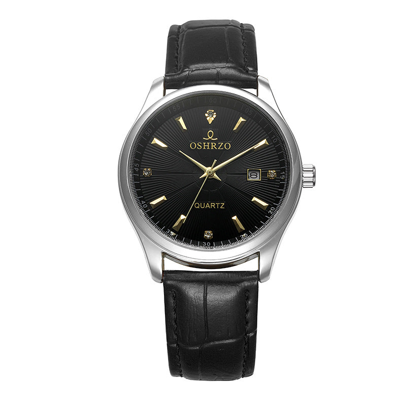 OSHRZO Men's Quartz Watch – Retro Leather Strap Timepiece with Calendar