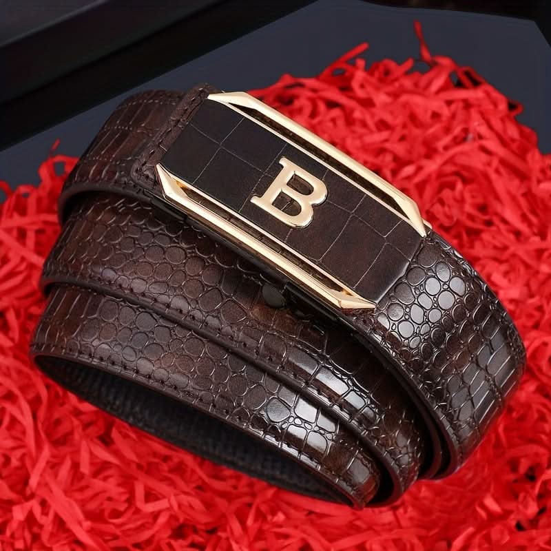 Stylish Men's Crocodile Pattern Belt – Multifunctional Automatic Buckle