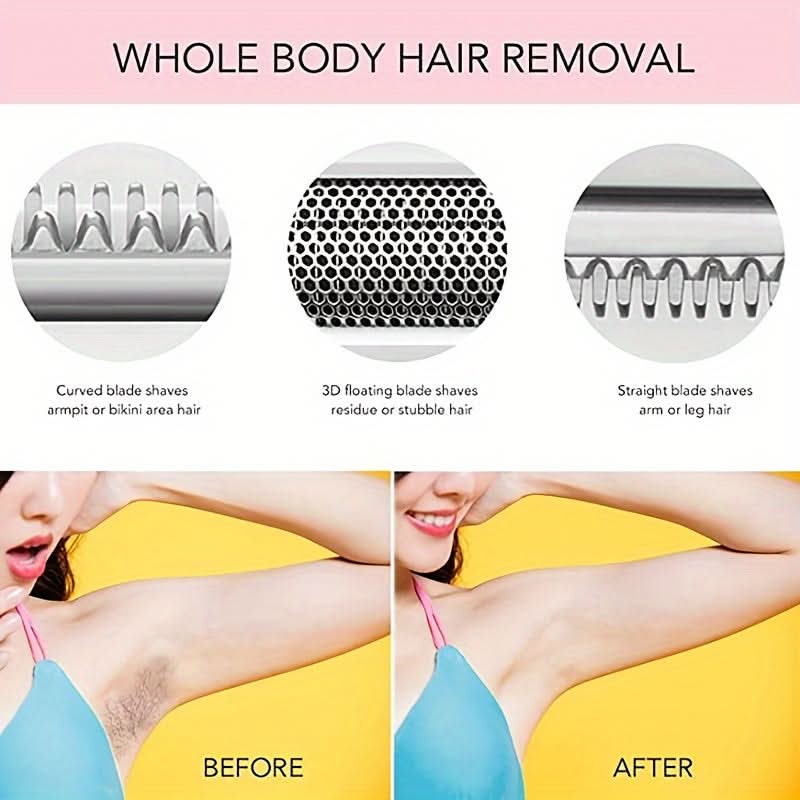 4-in-1 Electric Hair Remover for Women – USB Rechargeable Trimmer Facial, Bikini, Nose & Body Grooming Kit