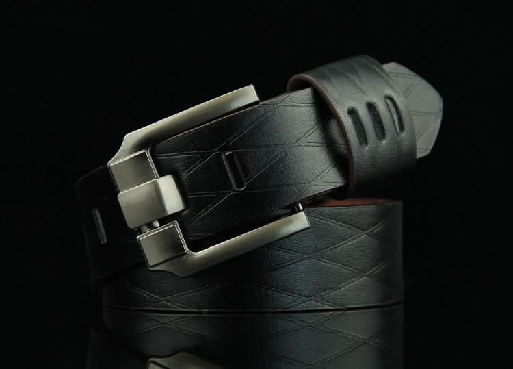 Men's Retro Pin Buckle Belt - Embossed Imitation Leather Casual Belt