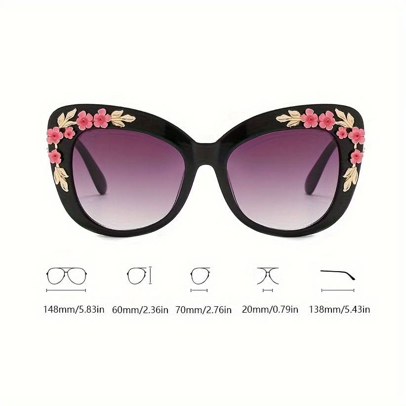 Luxury Cat Eye Glasses with Flower Decor