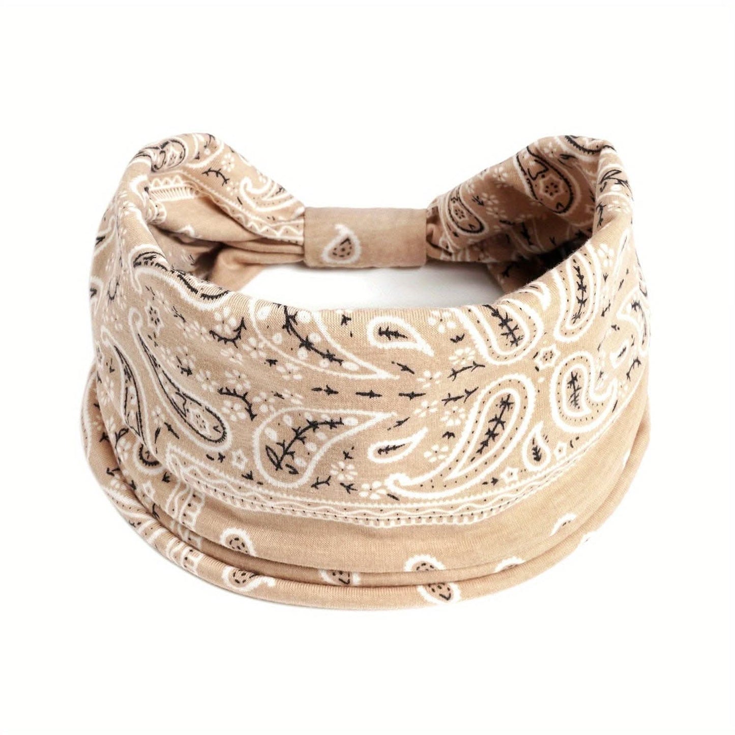 Stylish Boho Turban Headband – Soft Stretchy Paisley Pattern with Knotted Design
