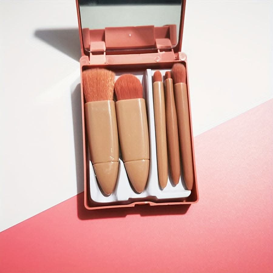 5-pack mini travel portable box with mirror and makeup brushes