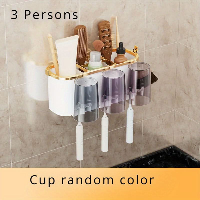 Porcelain Wall-Mounted Toothbrush and Cup Holder Set