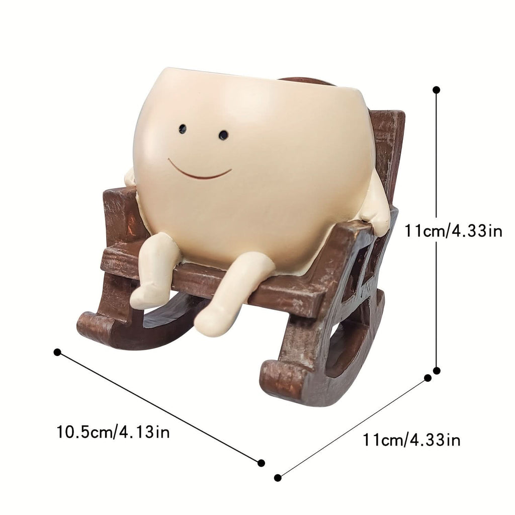 Smiling Face Resin Planter Pot – Rocking Chair Flowerpot