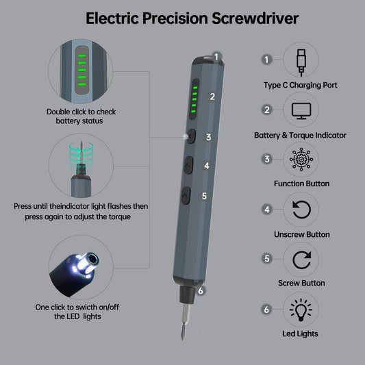 Electric Precision Screwdriver Set with 64 Magnetic Bits