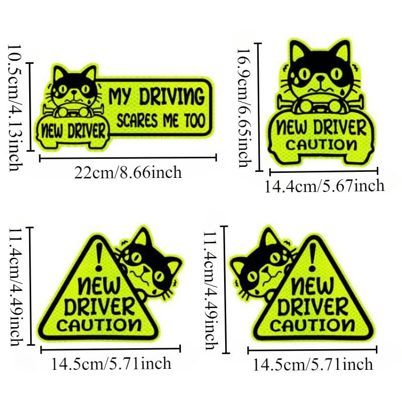 Reflective ‘Novice Driver’ Magnetic Car Stickers – Waterproof & UV-Resistant