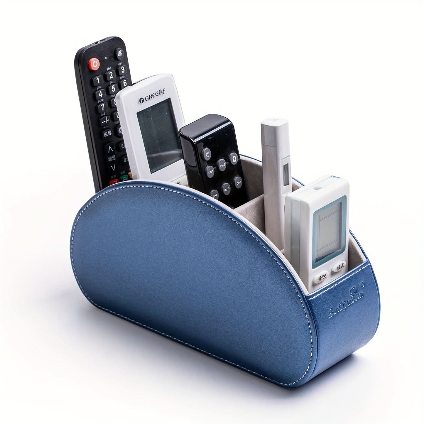 5-Compartment PU Leather Remote Organizer Box