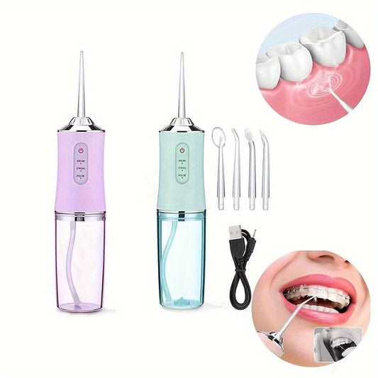 Portable Dental Water Flosser – USB Rechargeable, 4 Jet Tips, 3 Modes, Waterproof