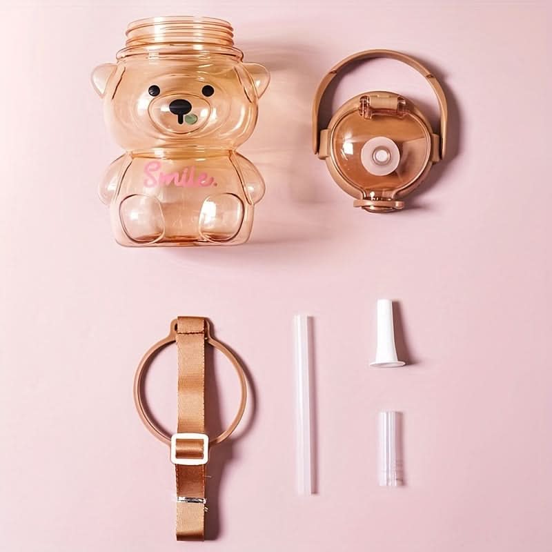 1000ml Kids' Cartoon Bear Straw Bottle – BPA-Free