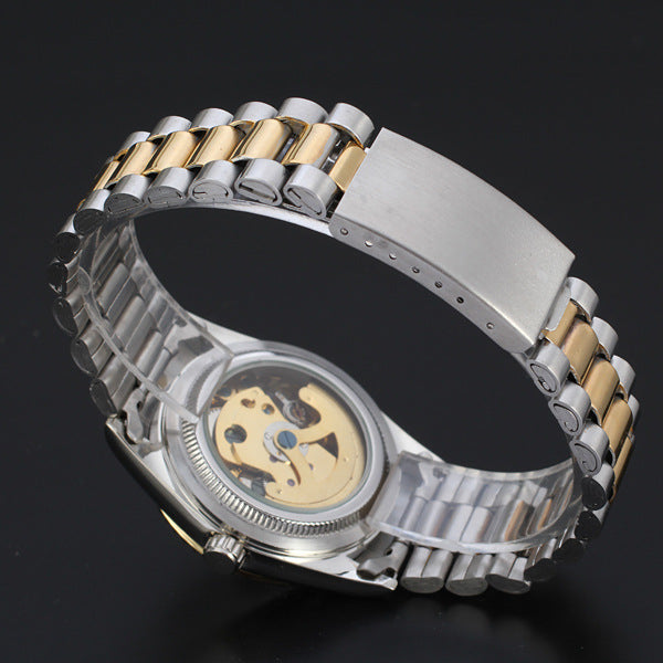 T-Winner Men's Gold Mechanical Watch – Luxury Skeleton Self-Winding Men’s Watch