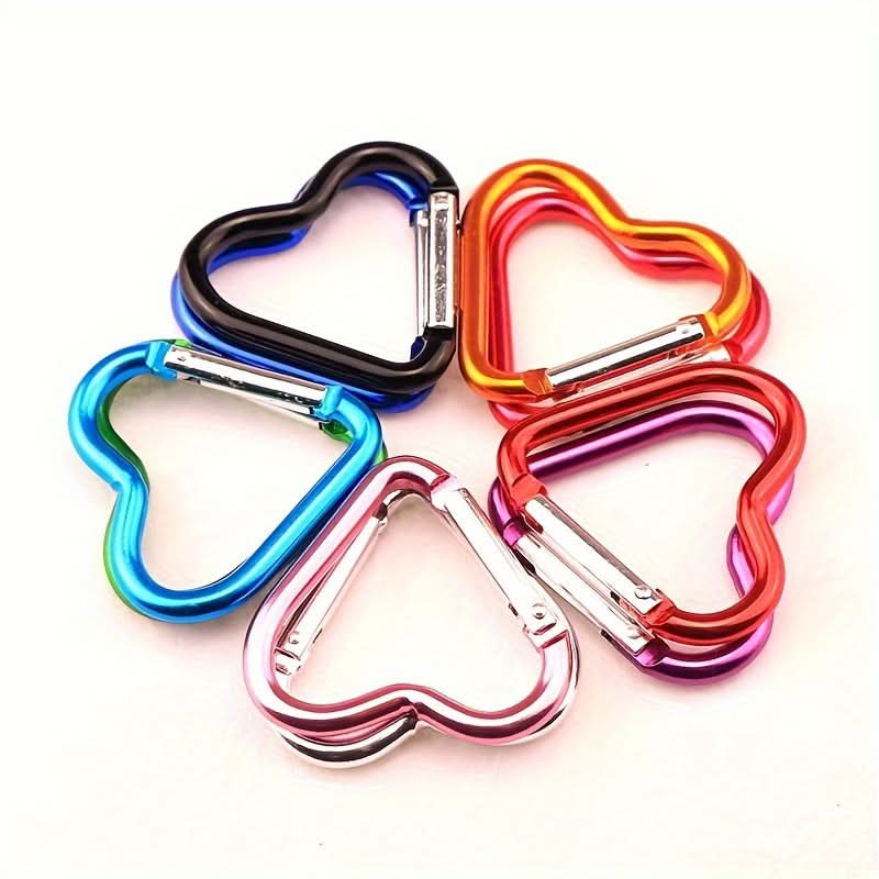 10-Pack Heart Carabiner Clips with Rings