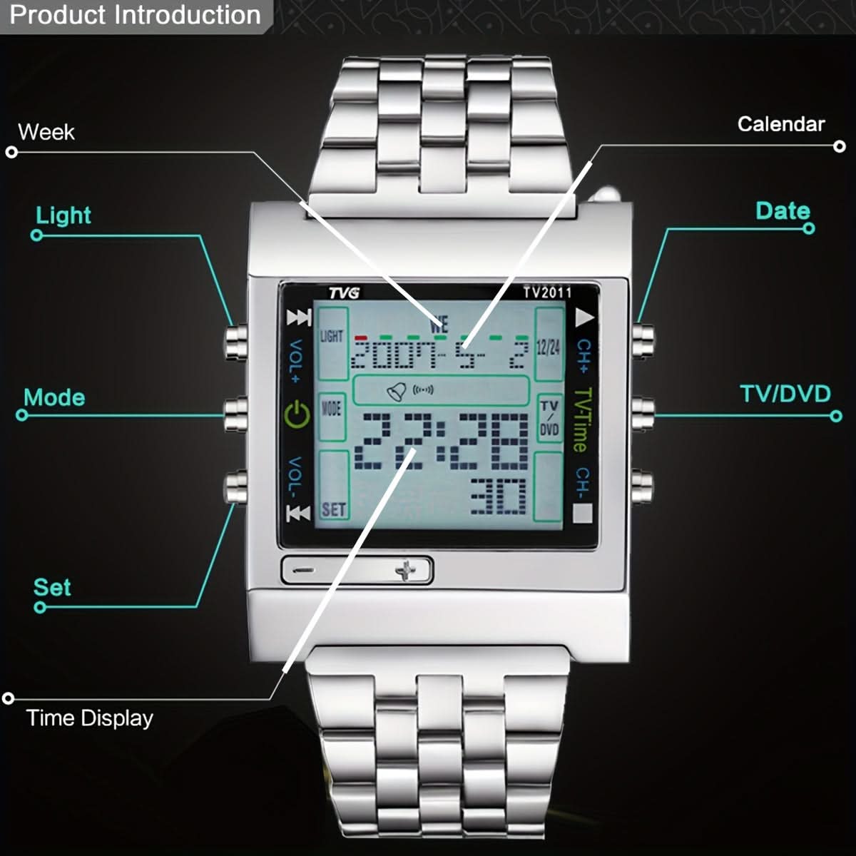 Men's Sporty Square Digital LED Watch
