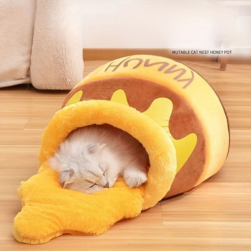 Cozy Honey Jar Shaped Cat Bed