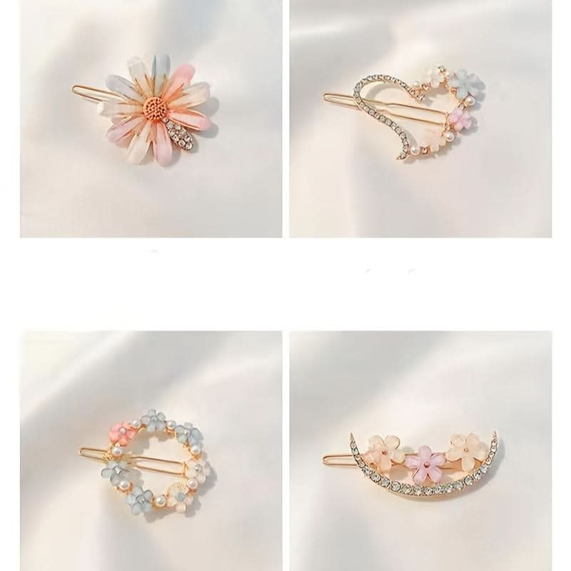 4-Piece Floral Hair Clip Set – Elegant Accessories