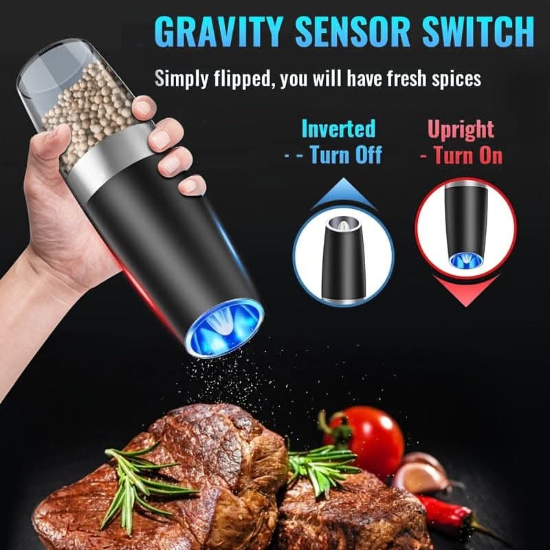 Electric Salt & Pepper Grinder Set – Adjustable, LED Light, Battery Operated