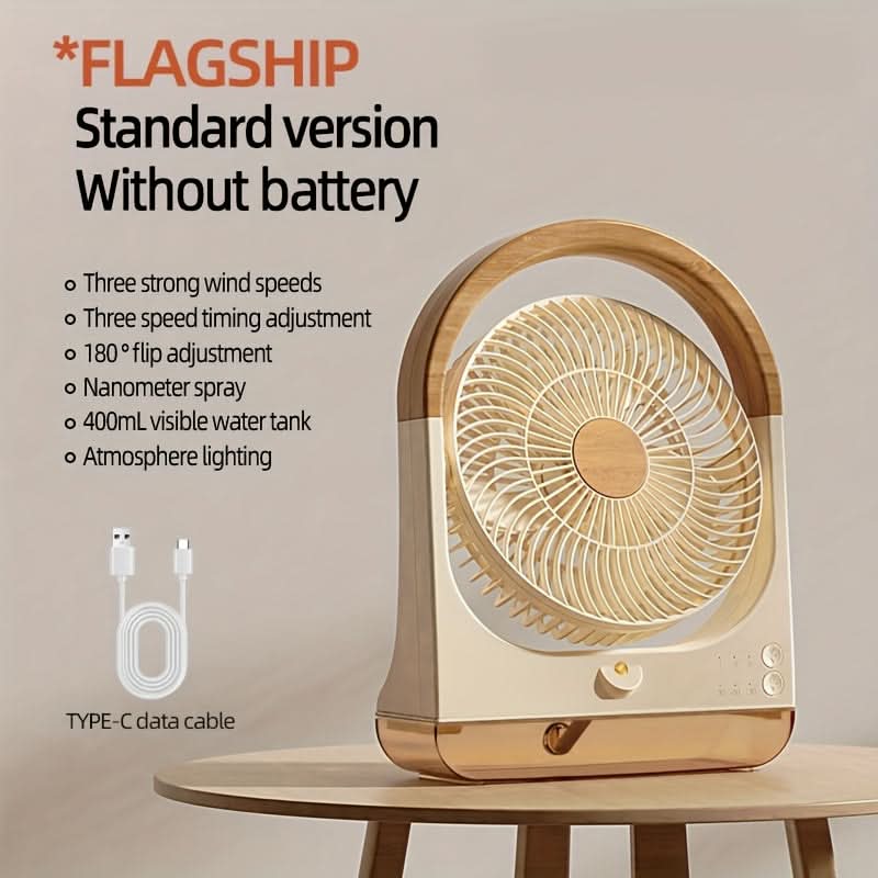 USB-Powered Evaporative Desk Fan – 3-Speed Portable Air Cooler with 180° Tilt