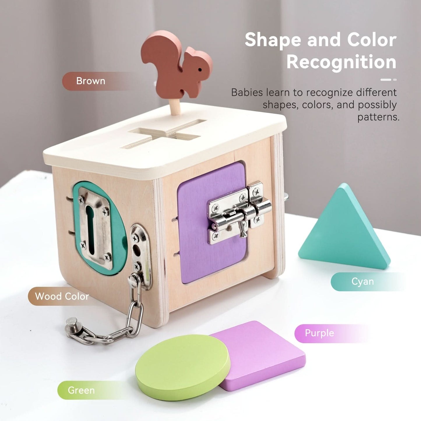 Wooden Shape Sorting Lock Box Toy – Early Education Activity Set for Toddlers