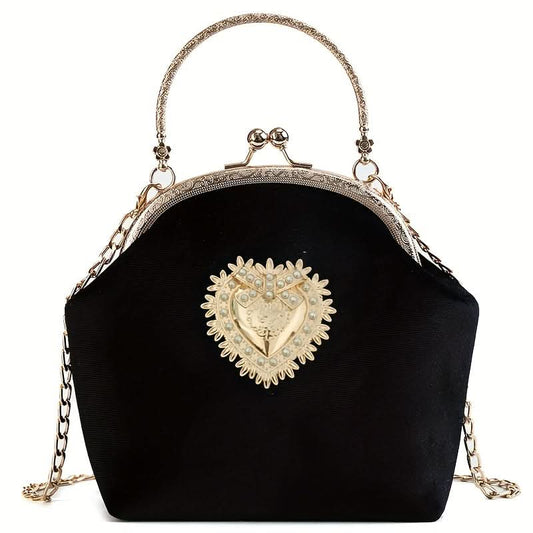 Elegant Velvet Buckle Clutch – Removable Strap