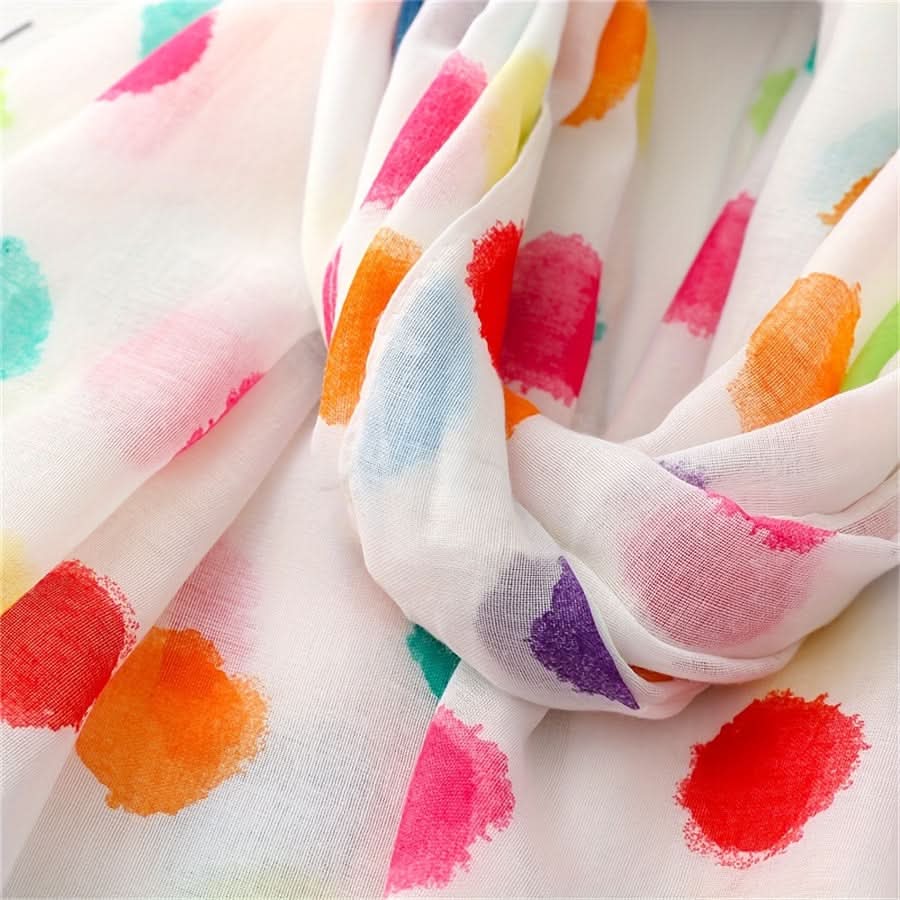 Colorful Polka Dot Women’s Scarf with Tassels