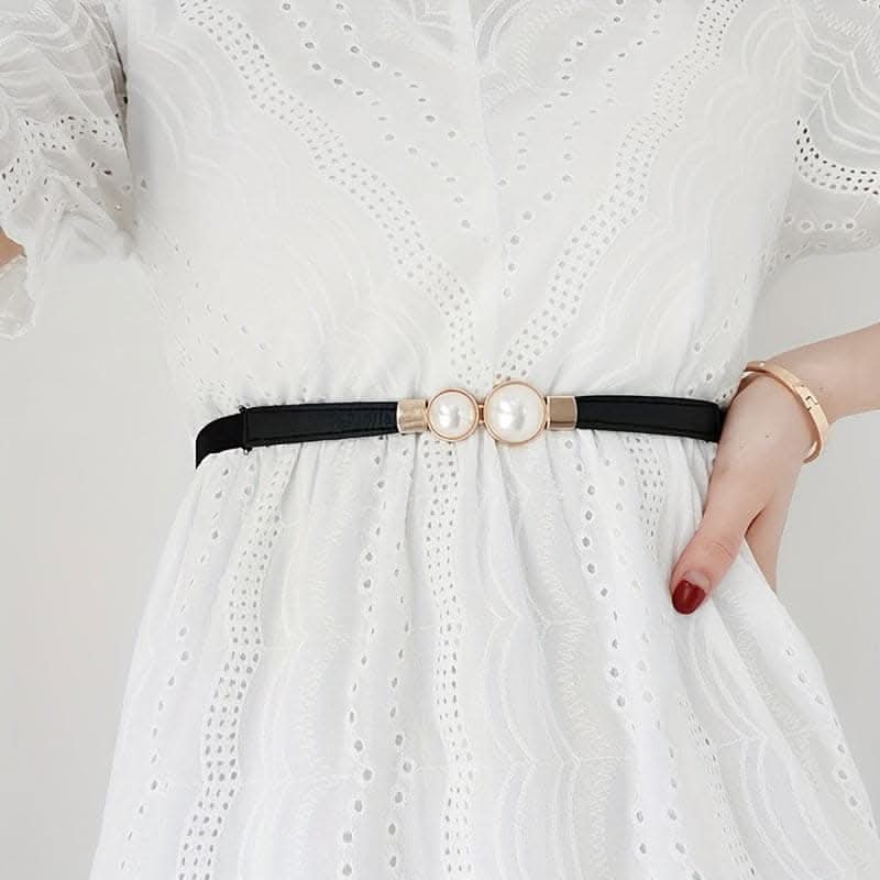 Adjustable Faux Pearl Elastic Waist Belt