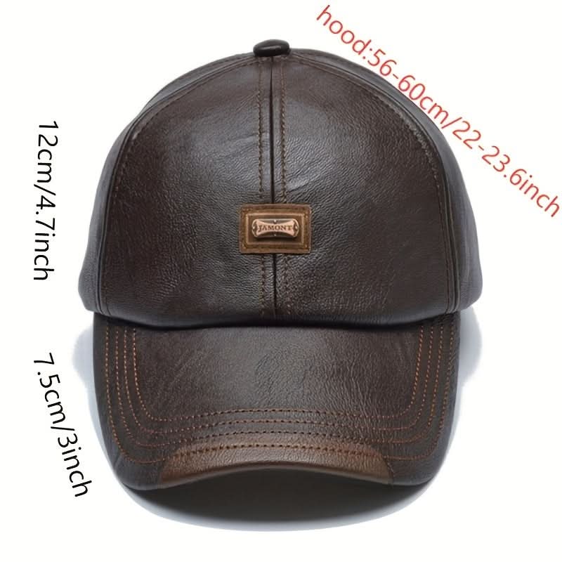 Men’s PU Leather Baseball Cap – Plus Velvet Lined Winter Hat