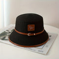 Women’s Straw Fedora Hat – Short Brim Sun Hat with Faux Leather Belt