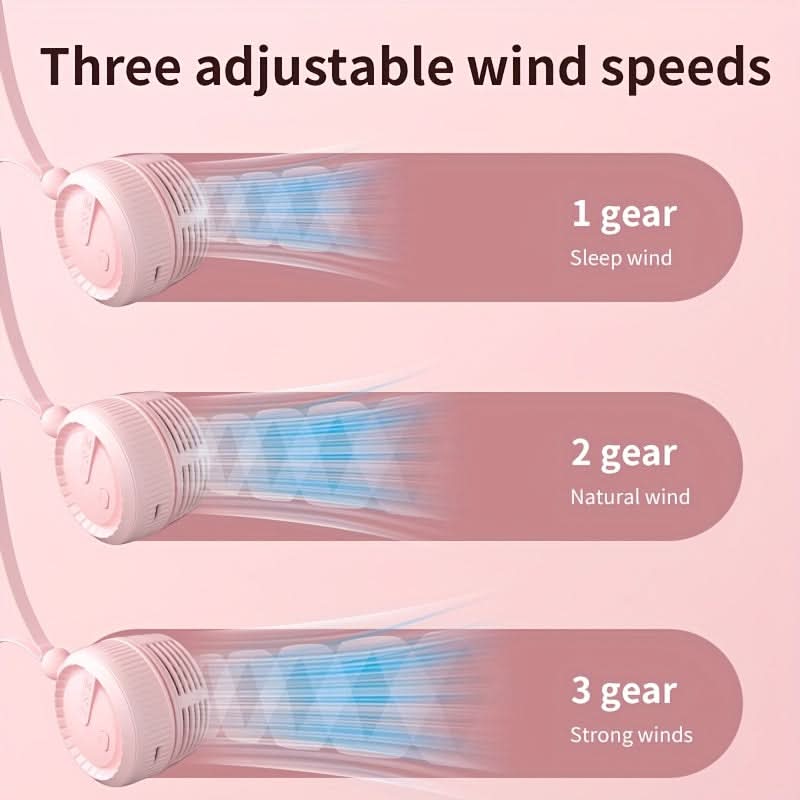 Wearable Neck Fan – 3-Speed Hands-Free Mini Fan with 360° Rotation