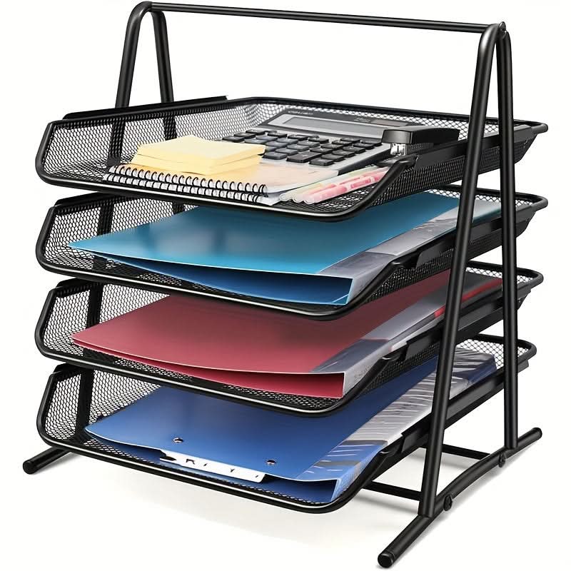 4-Tier Metal Desk File Organizer