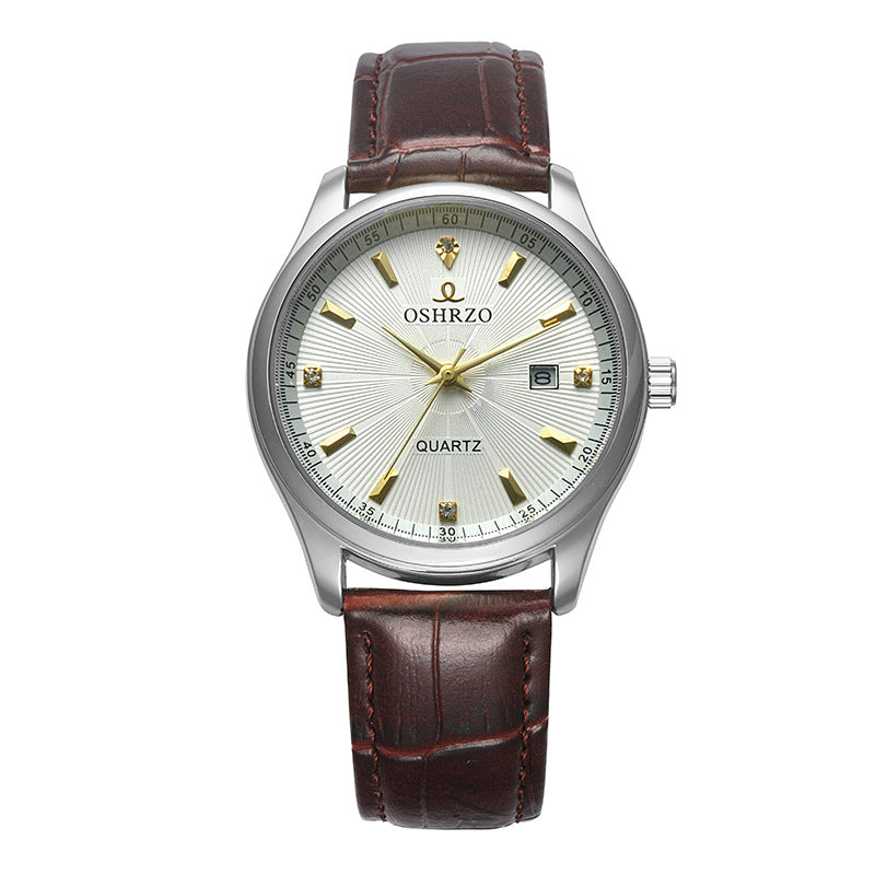 OSHRZO Men's Quartz Watch – Retro Leather Strap Timepiece with Calendar