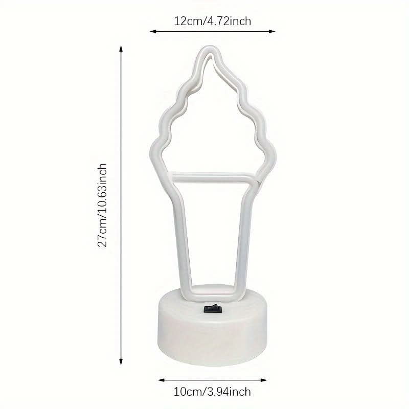 Neon Ice Cream Sign Table Lamp, USB/Battery Powered