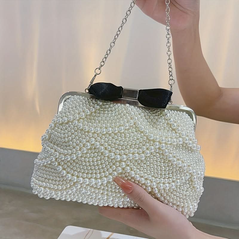 Mini Pearl Beaded Clutch Bag for Women