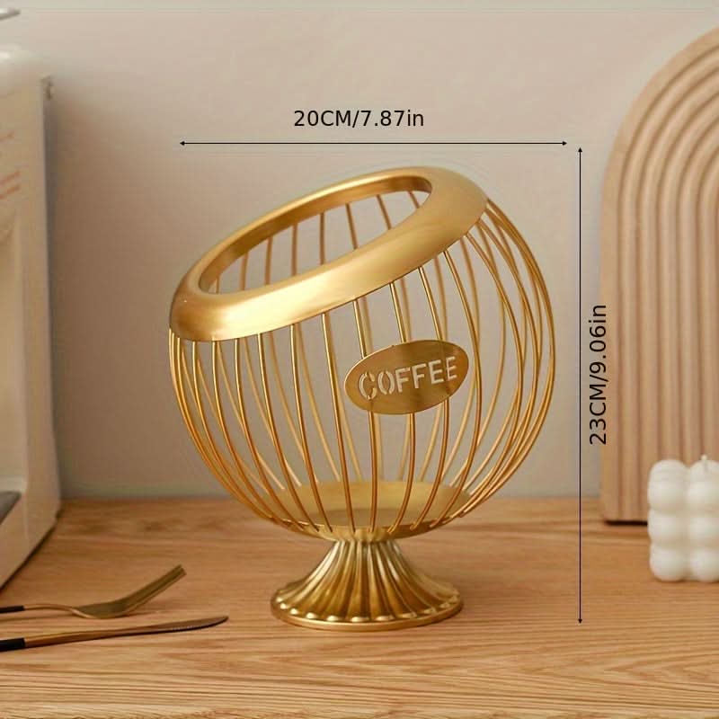 Sleek Metal Coffee Pod Holder – Stylish Iron Storage Basket for Snacks