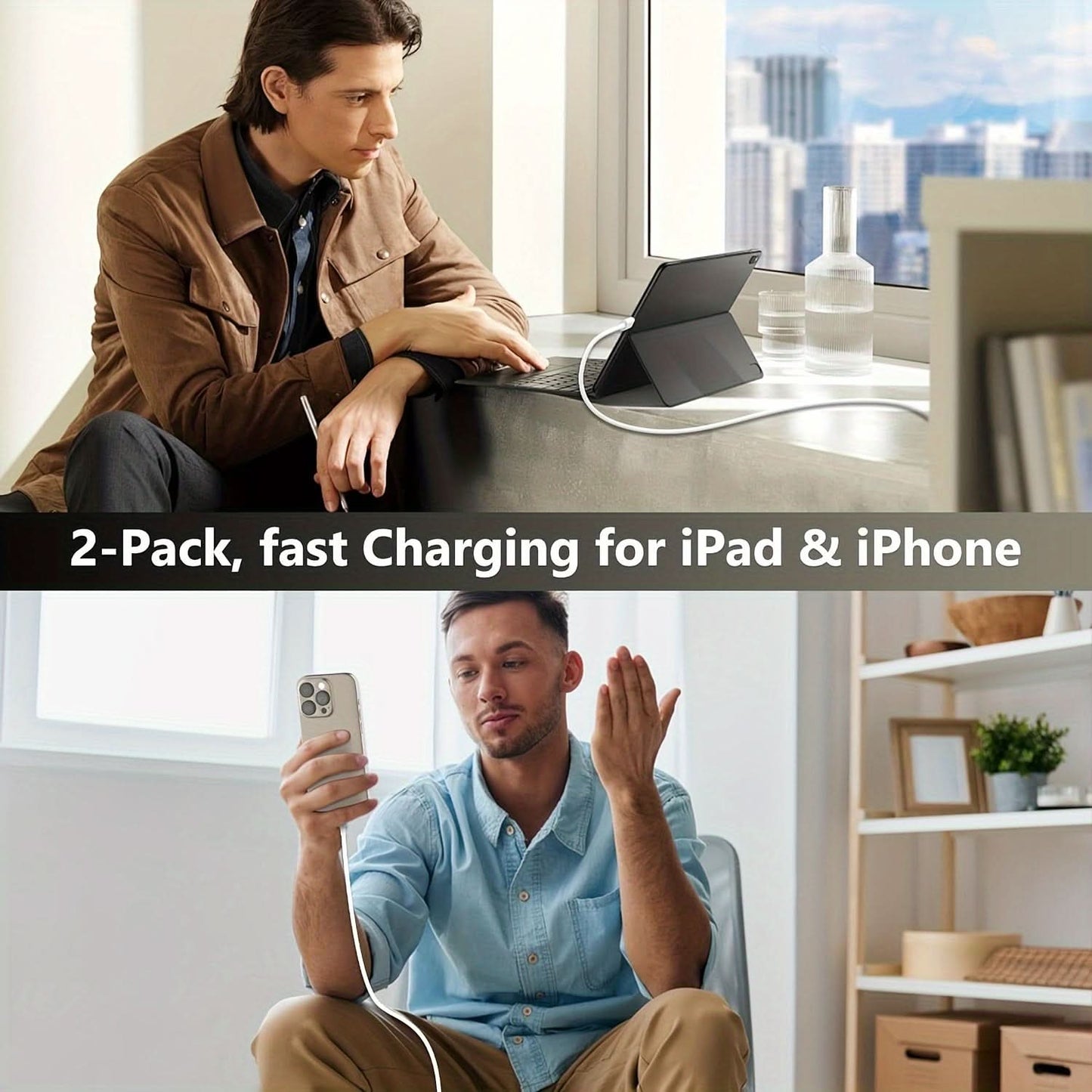 2-Pack 20W USB-C Power Adapter & 6FT USB-C to USB-C Cable