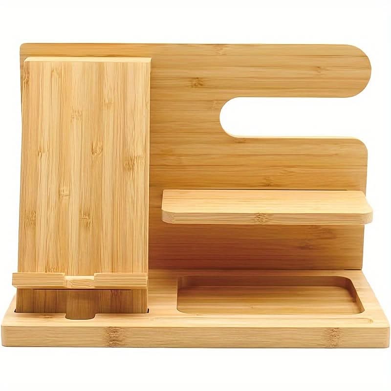 Square Wooden Phone Stand & Storage Organizer