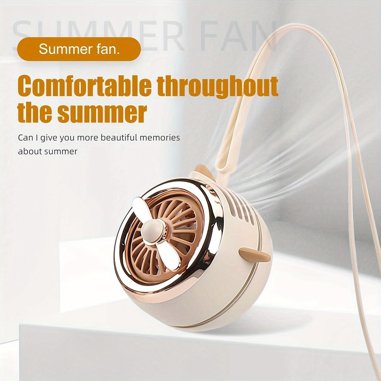 Lotus Pink Wearable USB Fan – Hands-Free Rechargeable with Power Display