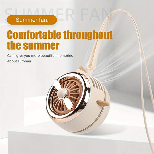 Lotus Pink Wearable USB Fan – Hands-Free Rechargeable with Power Display