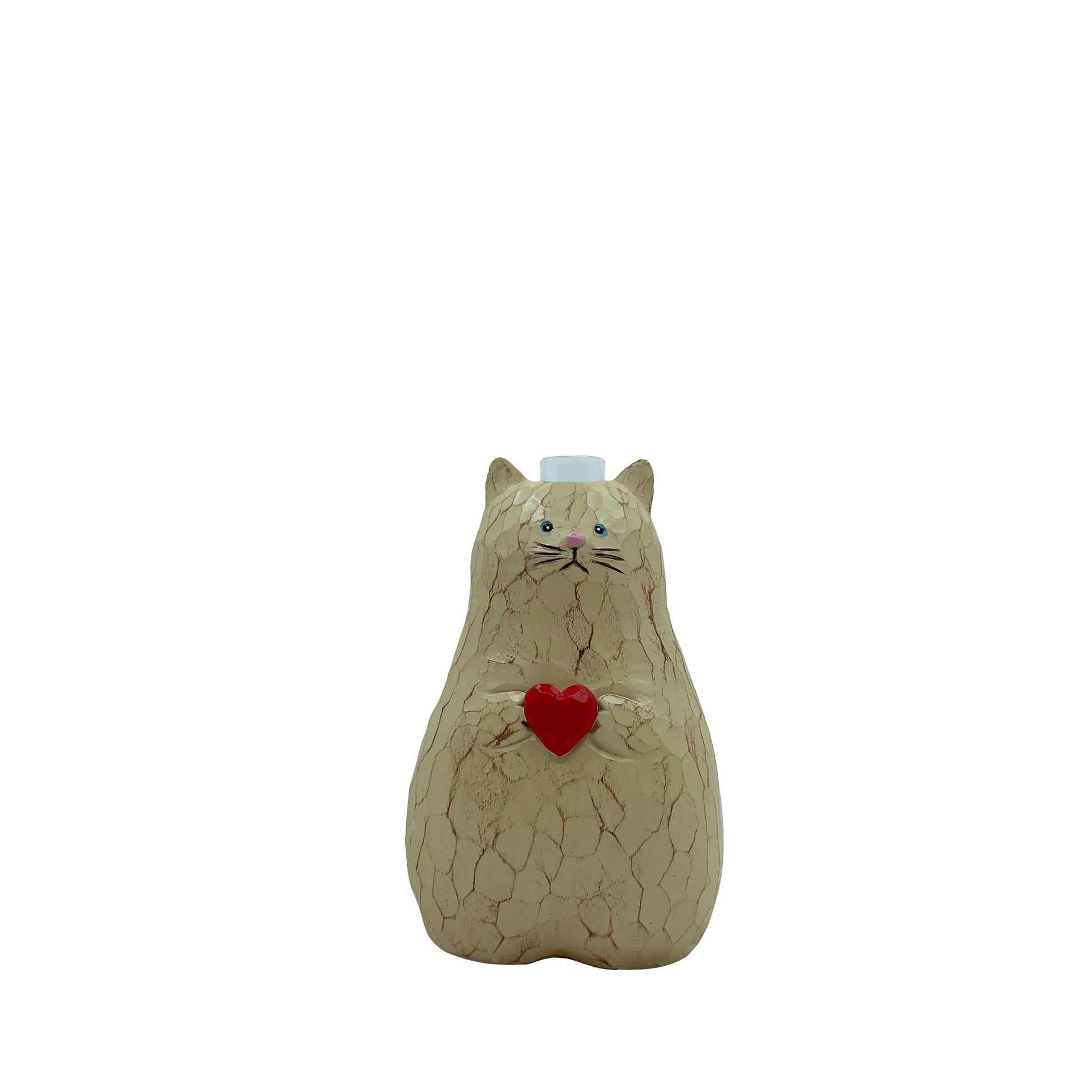 Cute Cat-Shaped Resin Vase – Heart Design Flower Planter