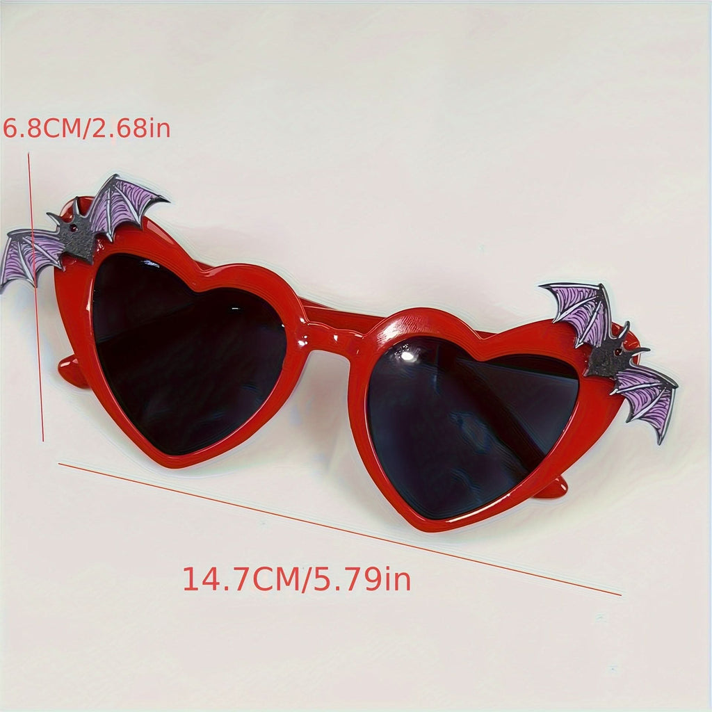 Peach Heart Bat Sunglasses for Women - Halloween Party Eyewear