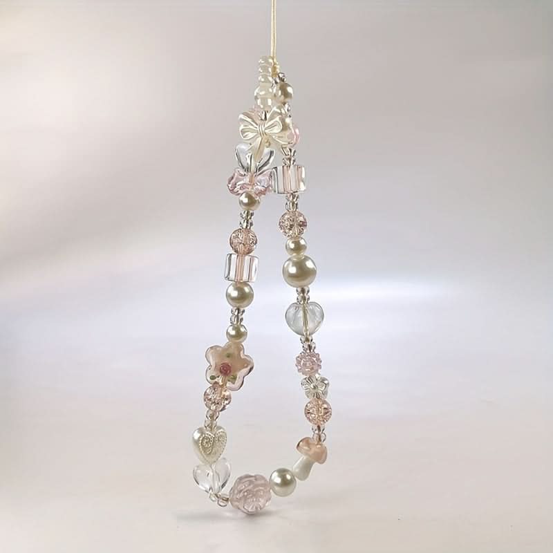 Beaded Flower Bow Phone Chain Lanyard