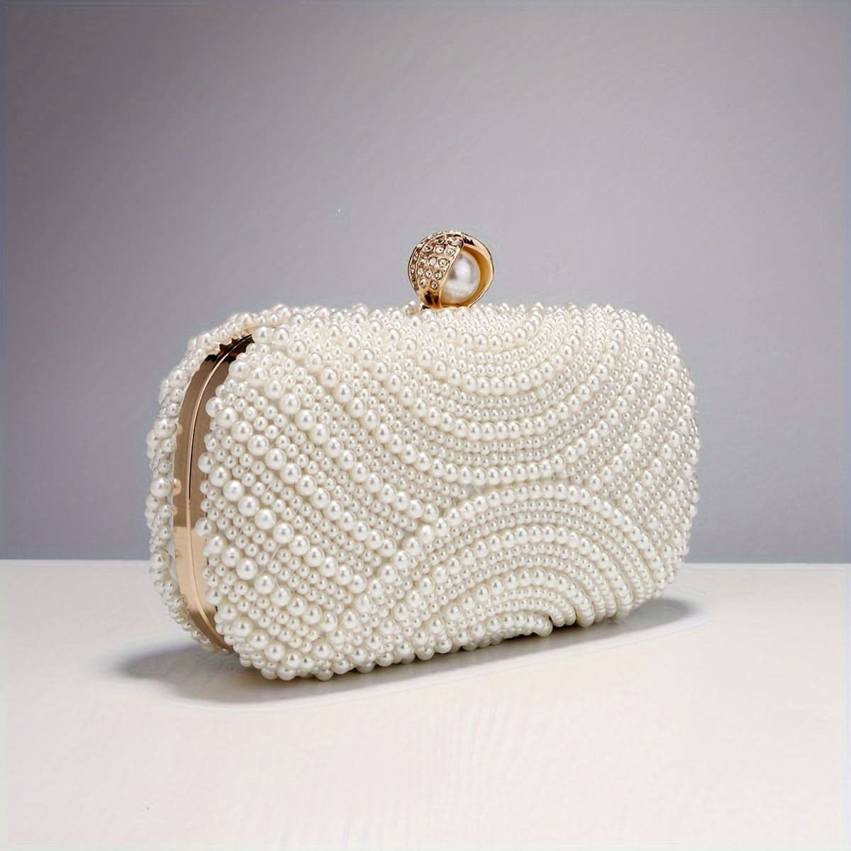 Beaded Evening Clutch with Faux Pearls