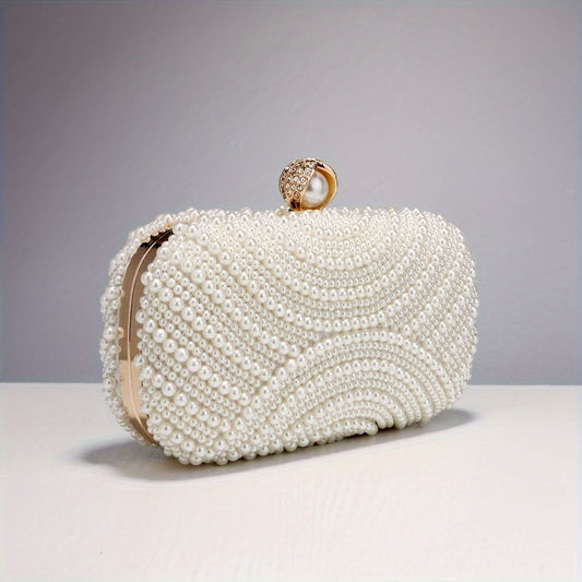 Beaded Evening Clutch with Faux Pearls