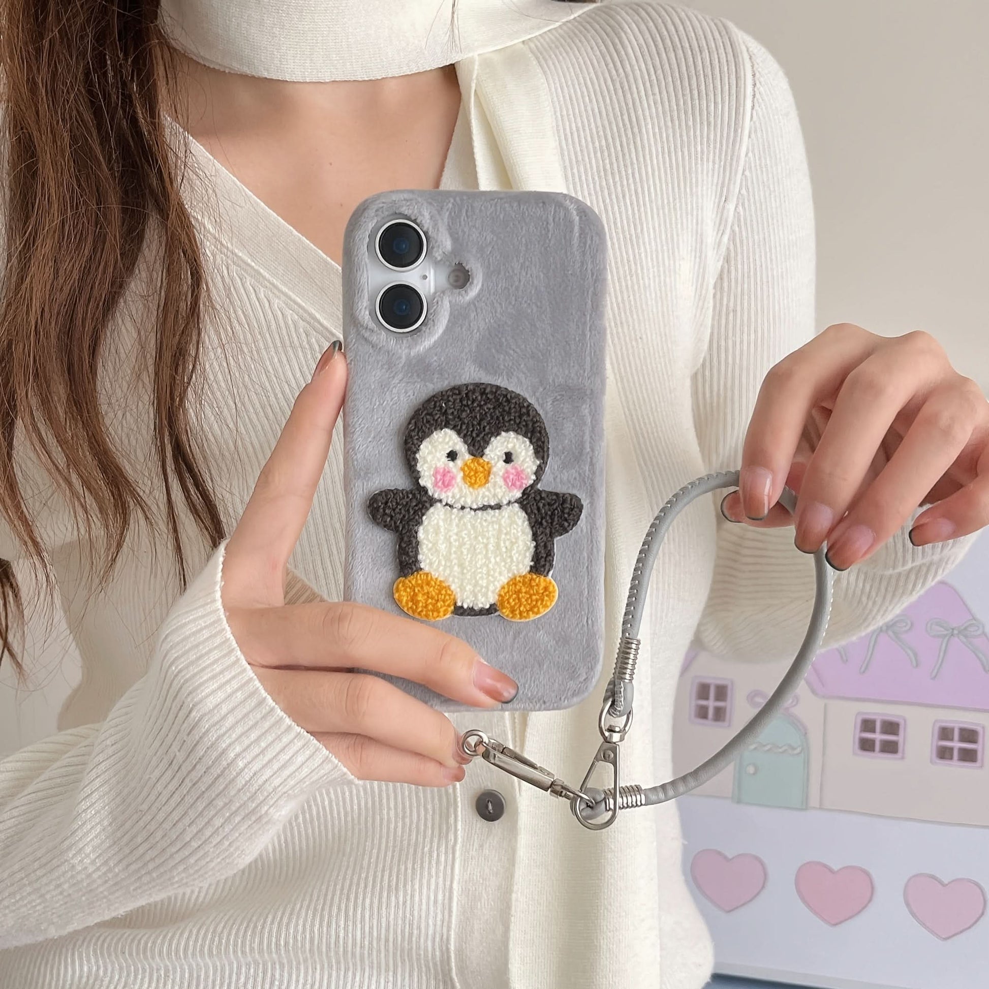 Quirky Velvet Plush Embroidered iPhone Case