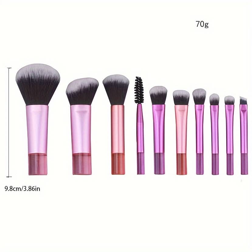 10-Piece Travel Makeup Brush Set with Case - Compact & Versatile