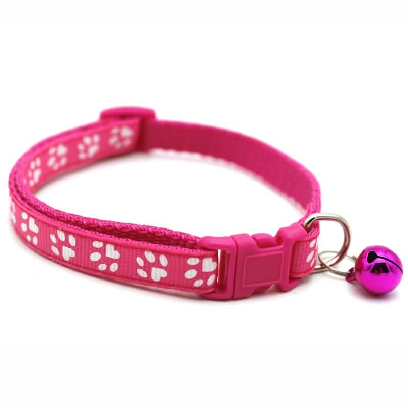 Adjustable Bell Collar with Paw Print Design